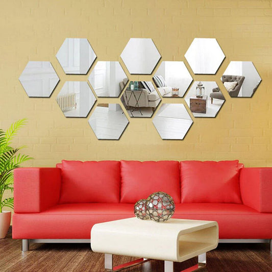 3D Mirror Wall 3D Aryclic hexagon 12 piece