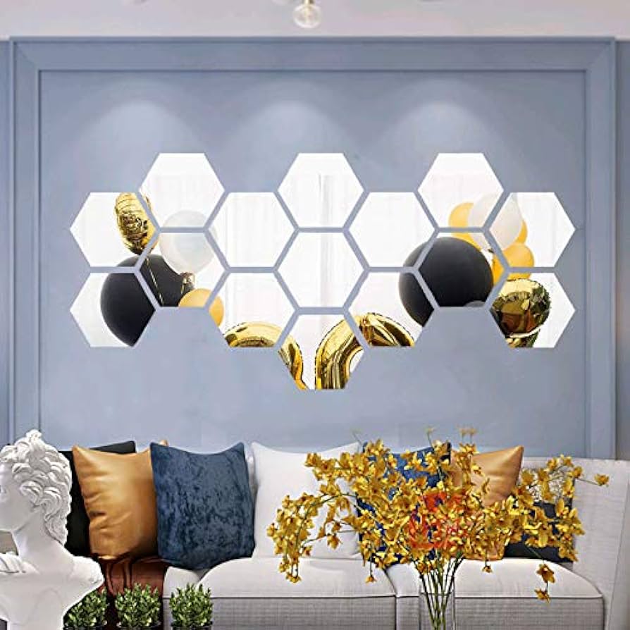 3D Mirror Wall 3D Aryclic hexagon 12 piece
