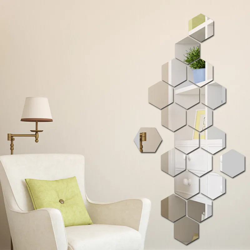 3D Mirror Wall 3D Aryclic hexagon 12 piece